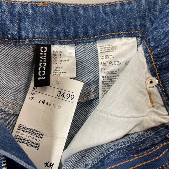 H&M Divided Rainbow Patch Embroidered Denim Skirt Size 4 NWT - Picture 4 of 8